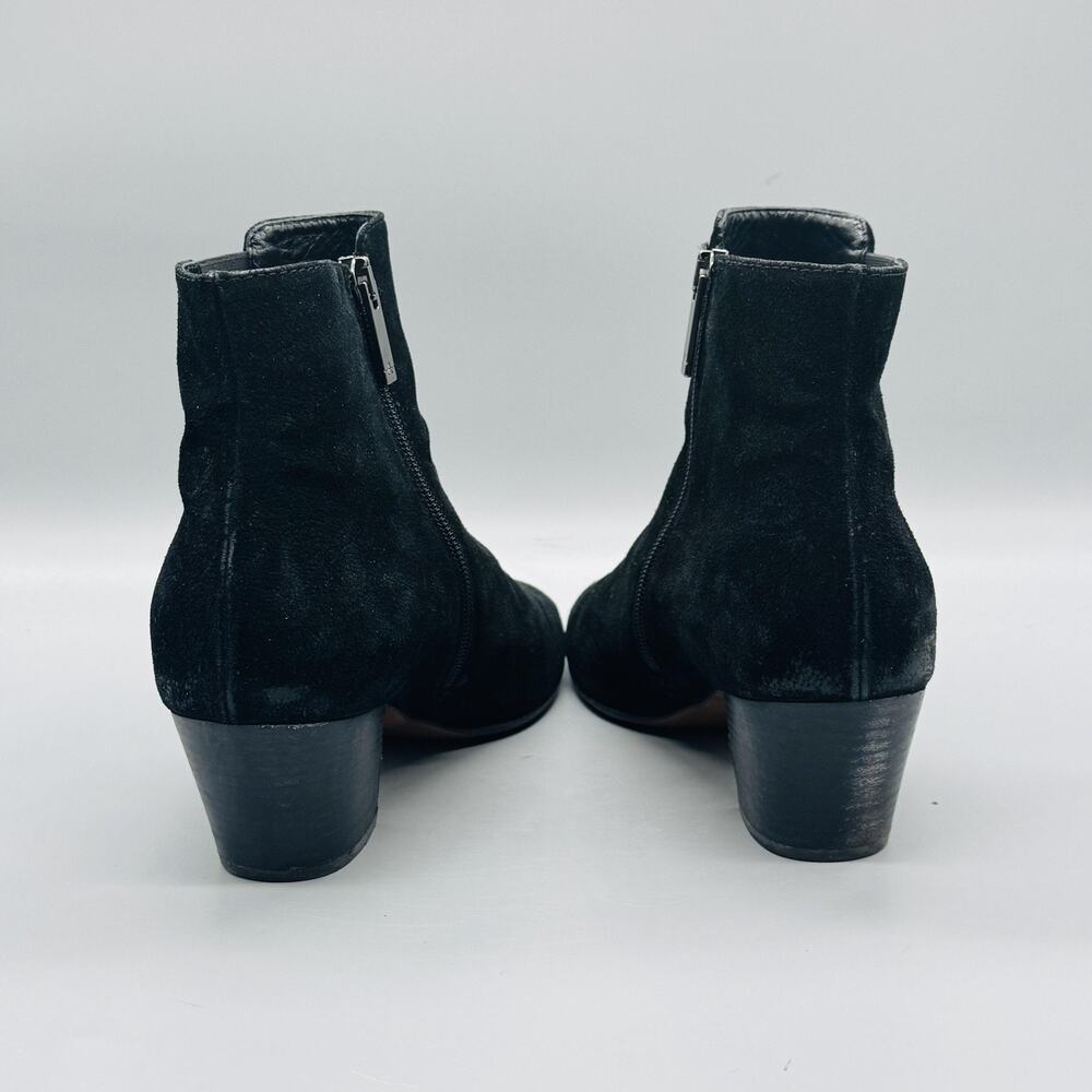 Aquatalia Boots Womens 9.5 Black Suede Waterproof Ankle Booties Block Heel Zip - Picture 6 of 10